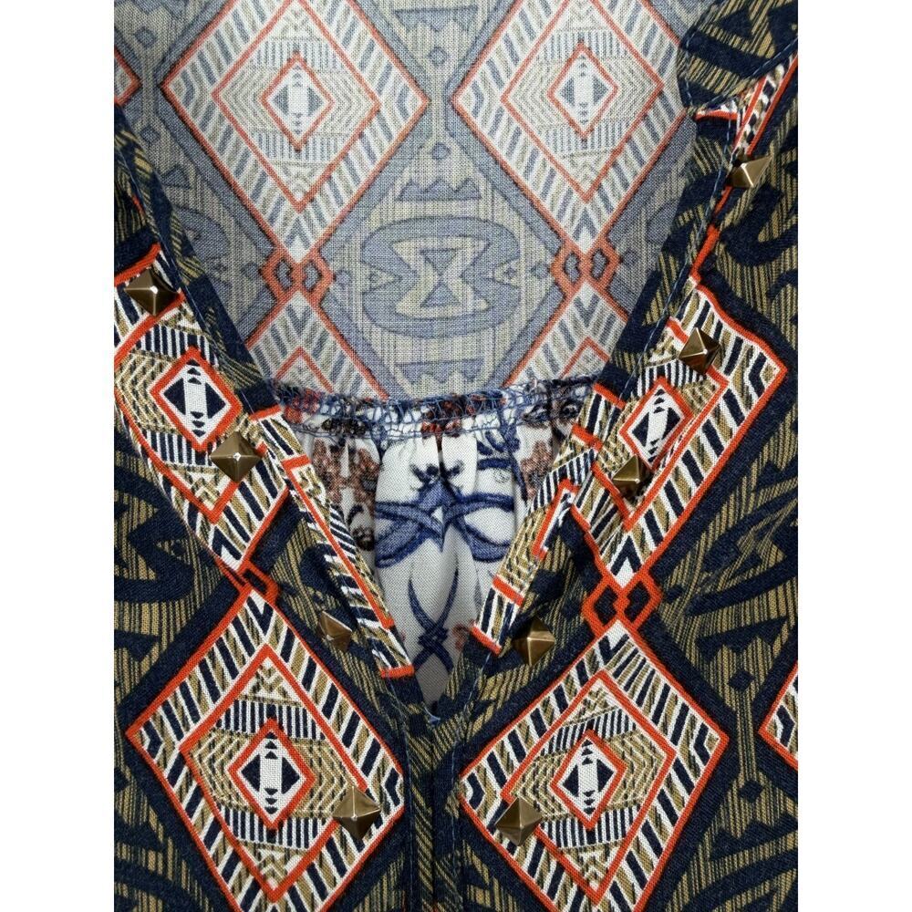 Ali Miles Women's V-Neck 3/4 Sleeve Abstract Blouse Size 3X Boho Modern Casual - Picture 4 of 10
